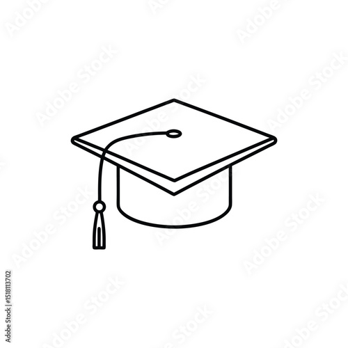 Graduation cap drawing line art vector design.