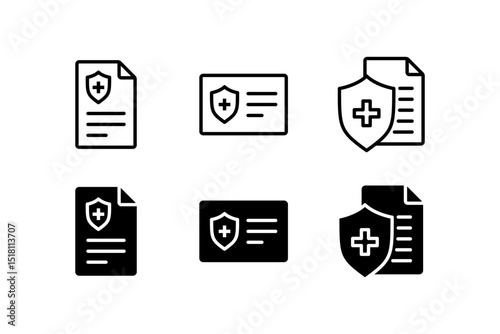 Medical record icon, medical report icon. Health care diagnosis clipboard. Medical document icon set. Patient health report sign. Hospital record and diagnosis symbol. Prescription, insurance form fla