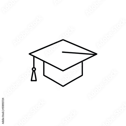 Graduation cap line art vector design.