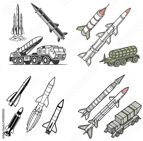 space ship and rocket icon design 