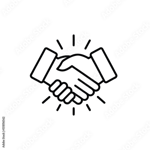 handshake line art vector icon illustration, handshake outline design