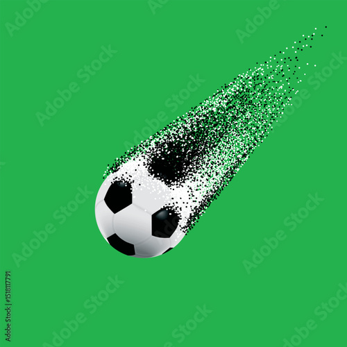Vector realistic soccer ball flying with high speed, with shadow on transparent background. Every element is separated, fully editable and can be easy rearranged to your own design.
