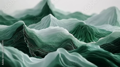 Wallpaper Mural Abstract representation of layered green mountains showcasing depth and texture in a serene setting Torontodigital.ca