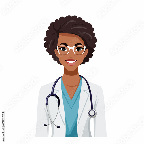 Smiling Doctor: A portrait of a professional woman in healthcare, exuding confidence and warmth, with a stethoscope around her neck.