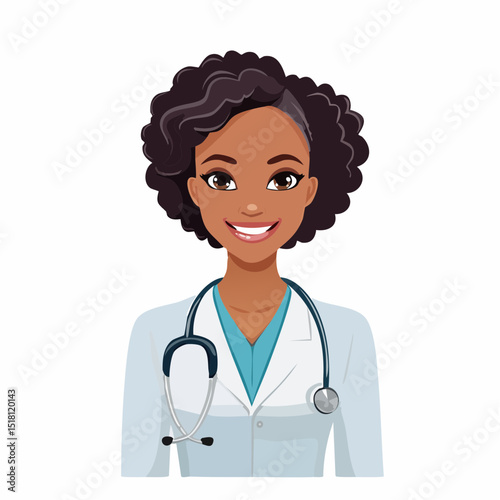 Professional healthcare woman portrait: An engaging portrait of a confident female physician, radiates expertise, compassion, and approachability, her stethoscope a symbol of medical care.