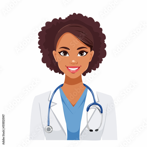Smiling Doctor: A portrait of a confident and compassionate doctor with a stethoscope, embodying health and care.