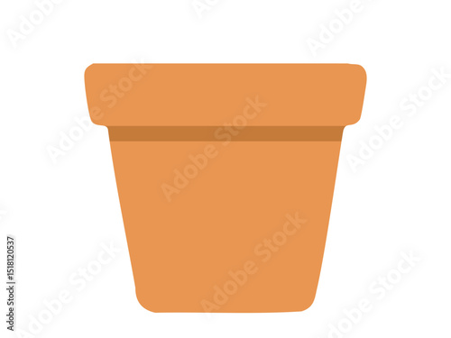 Illustration of a terracotta clay flowerpot isolated on white background. concept of gardening, plant pot, horticulture, home decor, container, plant pot