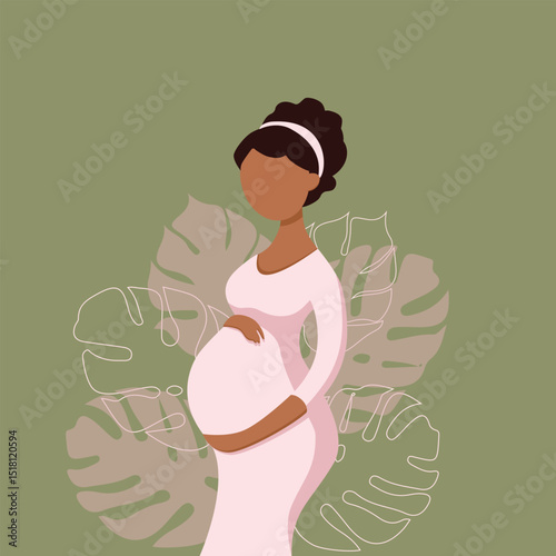 pregnant girl with belly and flowers