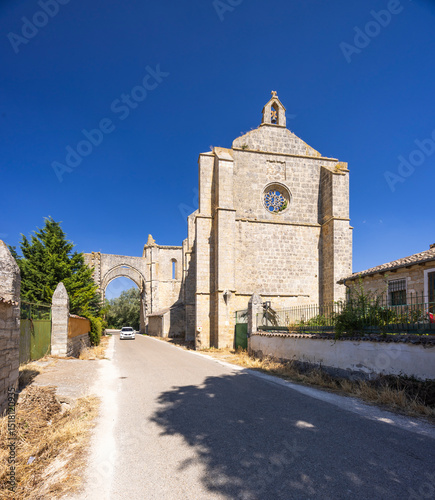 Ruins of San Anton's collegiate church standing over Camino de Santiago Frances in Castrojeriz, Spain