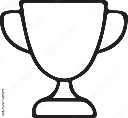 A minimalist line art illustration of a trophy with handles and a pedestal on a white background plain and simple