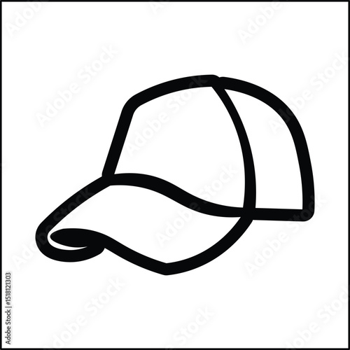 A black and white silhouette illustration of a casual hat. Suitable for logos, icons, posters, advertisements, banners, companies, t-shirt designs, stickers, and websites.