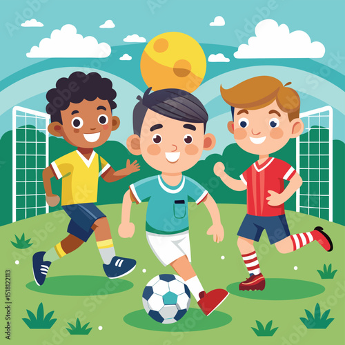 children playing soccer