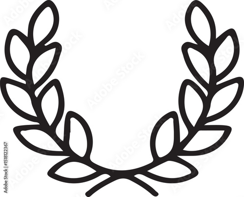 A simple black and white laurel wreath illustration