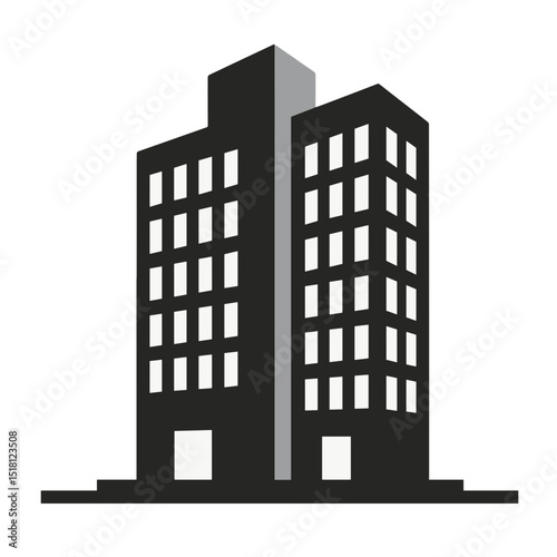 Modern black and white urban buildings in minimalist design  