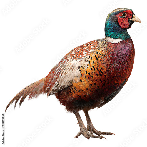 Pheasant standing side profile on transparent background