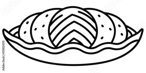 Steamed dumplings isolated on white background in black and white