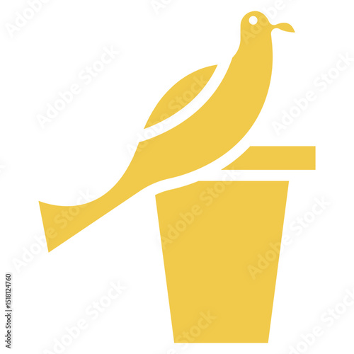 Bird on Flower Pot Vector Icons