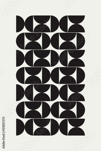 Mid century modern half circles pattern vector. Graphical illustration for a unique textiles and interior design.	

