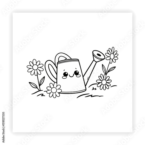Hand Drawn Garden Tools and Plants