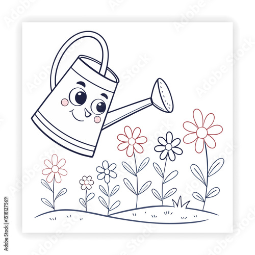 Hand Drawn Garden Tools and Plants