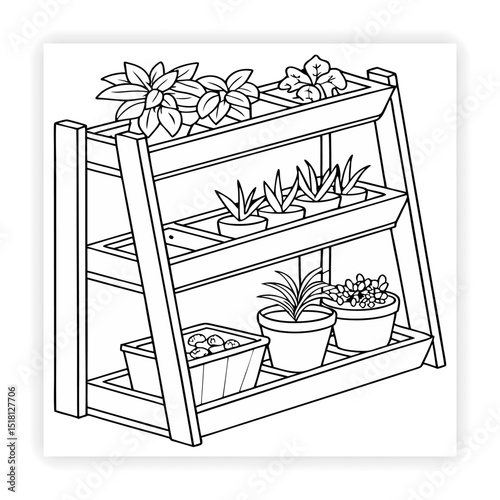 Hand Drawn Garden Tools and Plants