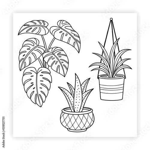 Hand Drawn Garden Tools and Plants