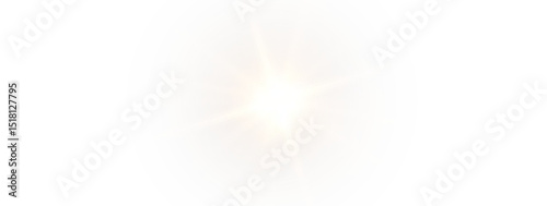 Sunlight ray with glitter and PNG flare. Light beam glow, shining glare, lens and star burst over abstract transparent background. Bokeh, sparkle and illumination effect