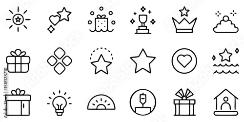 Line art icons isolated on white background