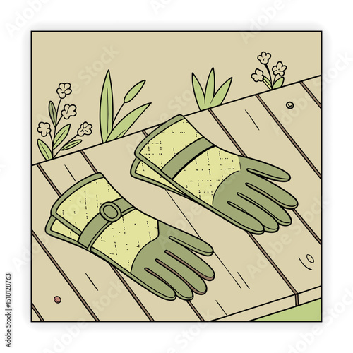 Hand Drawn Garden Tools and Plants