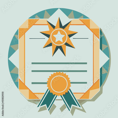 Award certificate illustration with ribbon and star design