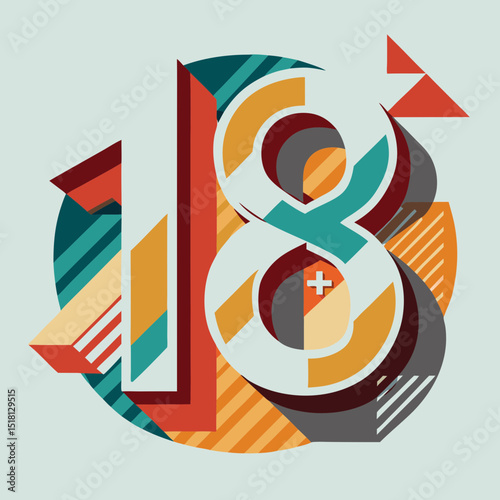 18 plus age restriction symbol in bold graphic design