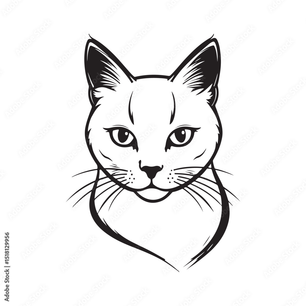 Obraz premium Cat head silhouette illustration vector art file