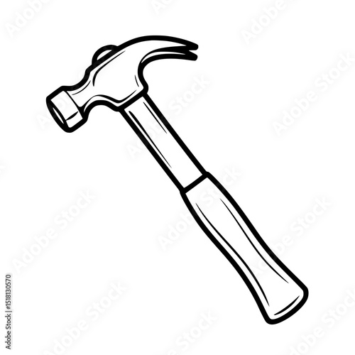 Illustration of a claw hammer with a wooden handle