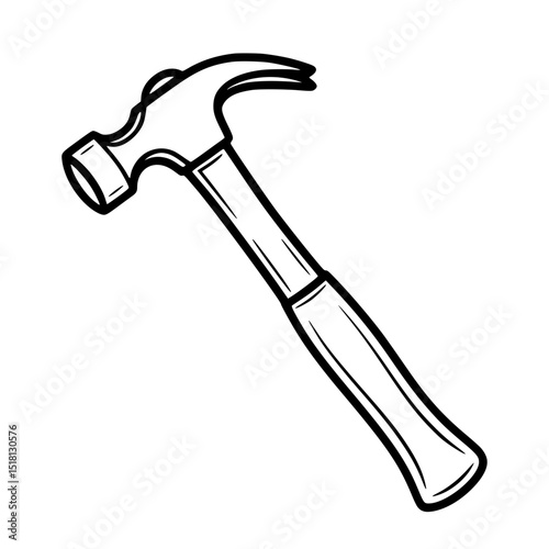 Illustration of a claw hammer with a wooden handle