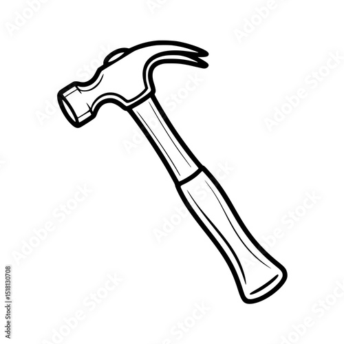 Illustration of a claw hammer with a wooden handle