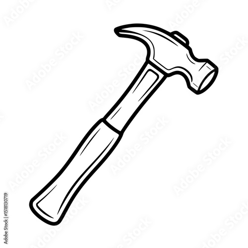 Illustration of a claw hammer with a wooden handle