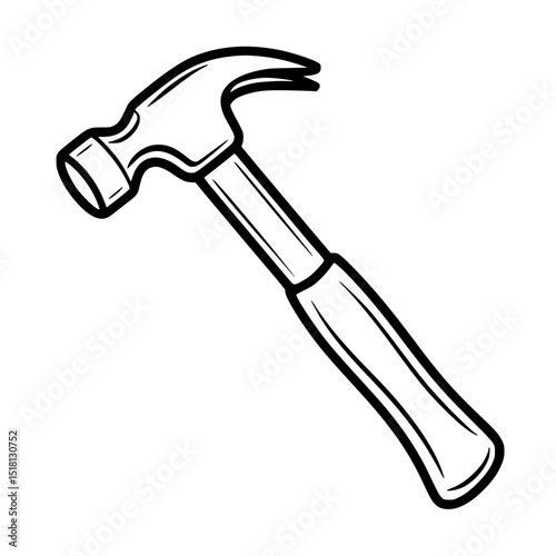 Illustration of a claw hammer with a wooden handle