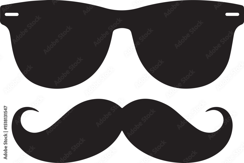 Stylish black sunglasses and mustache icon illustration
