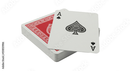 Isolated Deck of Cards with Ace of Spades