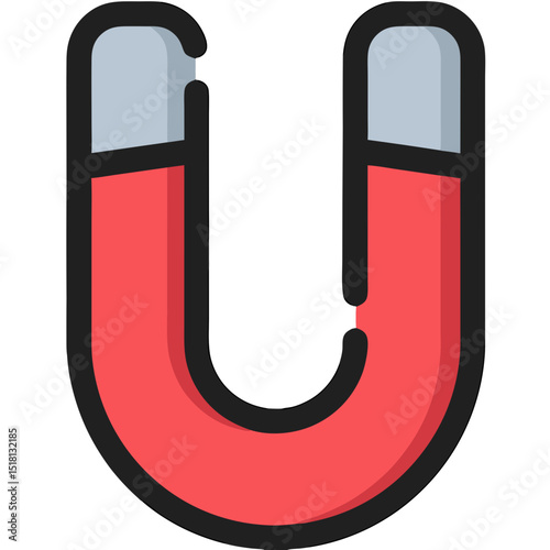 Simple Red Horseshoe Magnet Illustration