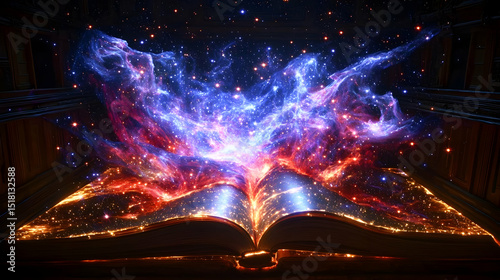 Glowing Open Book With Magic Light