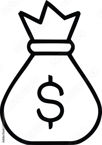 Money bag vector illustration, filled design icon editable outline. EPS 10