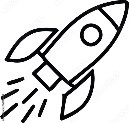 Rocket icon vector. A thin line sign. Isolated contour symbol illustration