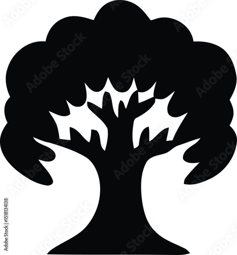 tree plant silhouette isolated icon vector illustration design  black and white style
