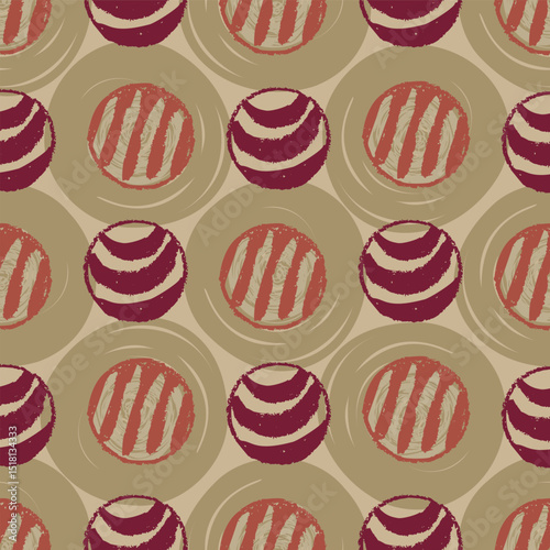 Polka dot blockprint seamless vector pattern. Neutral unisex whimsical style for wallpaper, backdrops and handmade print texture. All over vintage background. 