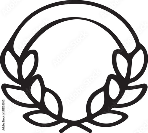 A simple wreath with leaves and a circular ribbon