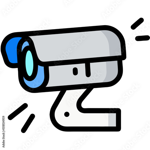 Modern Security Camera Icon: Sleek Design with LED Indicator
