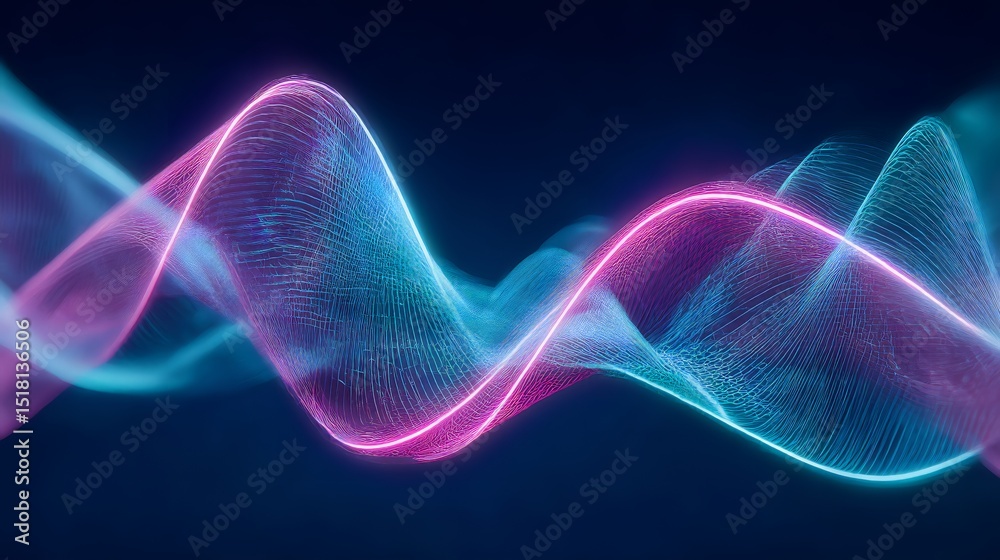 Fototapeta premium Futuristic Neon Light Wave Abstract Background in Blue Pink and Purple
