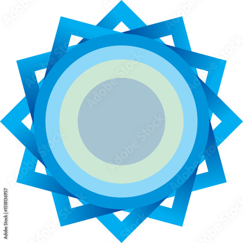 Abstract Blue Geometric Mandala Design Element