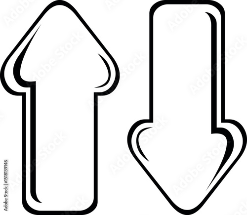 vector illustration black and white icon two arrows indicating up down direction sense